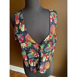 Ugly Christmas Vest Women's M Medium 80's GUC